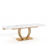 ARLINDA - Table extensible en céramique blanche et pied doré - L 160 /240