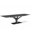 AURORA - Table extensible en céramique anthracite et pied noir L 180 / 280