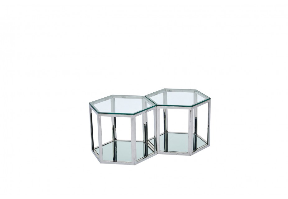 Meublissime  Table basse ZOLA modulable verre et chrome